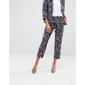 NEW ASOS Miss Selfridge Floral Jacquard Trouser  Cropped High Waisted